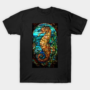 Stained Glass Style Seahorse T-Shirt